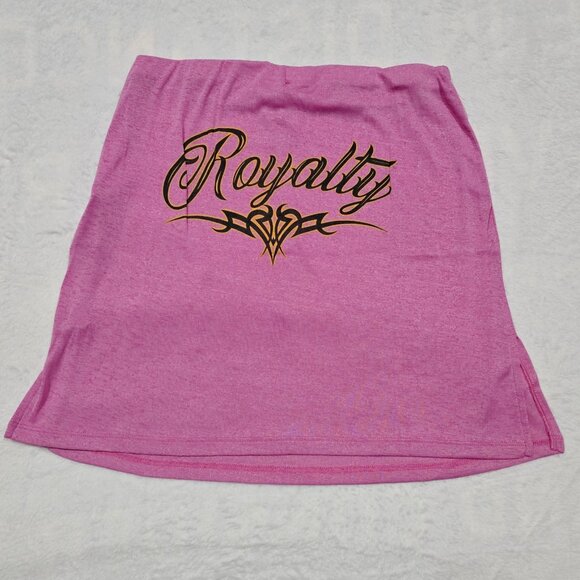 NGOrder ✦ Royalty Sheer Pink Mini Skirt ✦ Side Slit Graphic Design Sz US 8 NWT - Picture 6 of 11